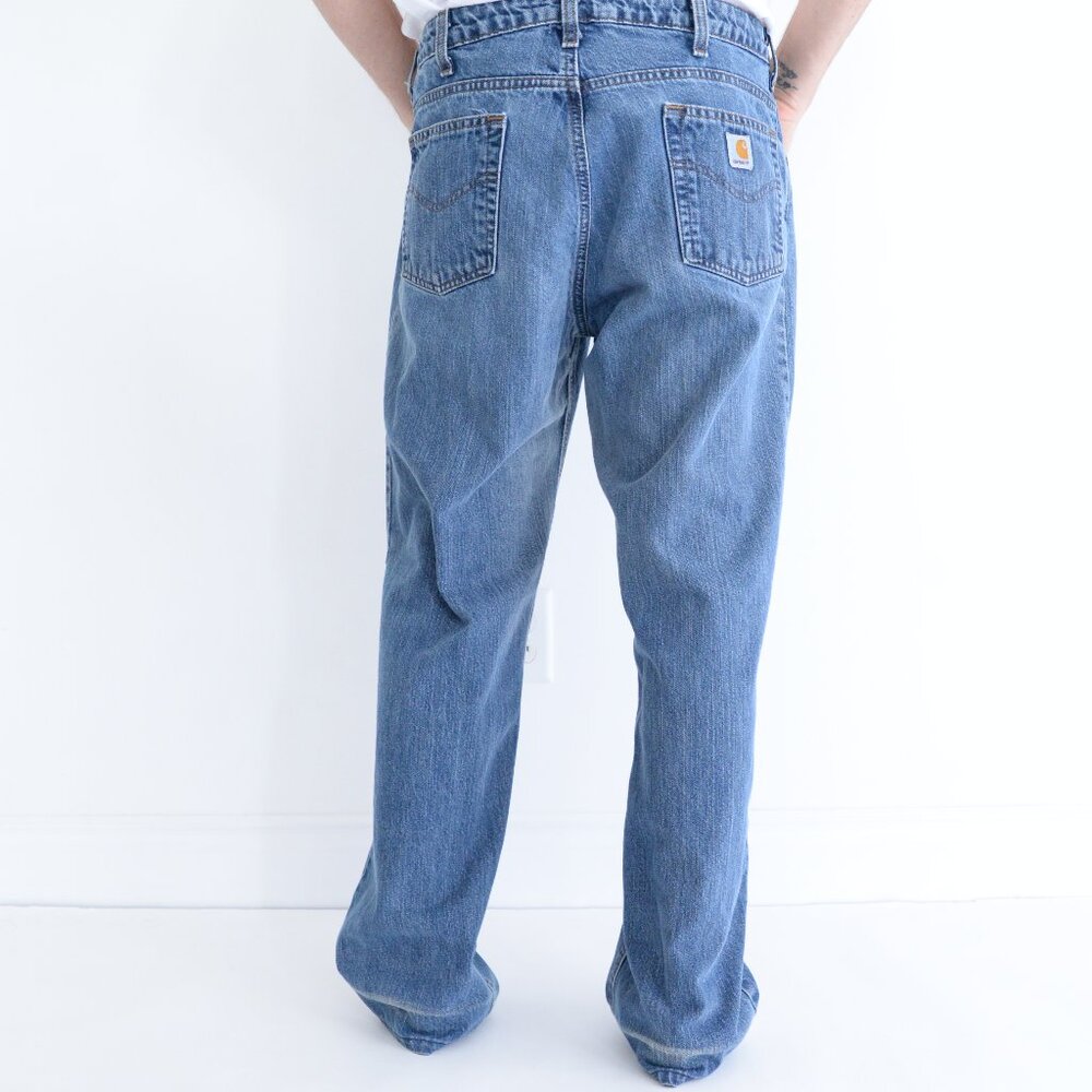 Vintage Carhartt Straight Leg Mid-Wash Denim Jeans 14X34 fit smaller like 10-12